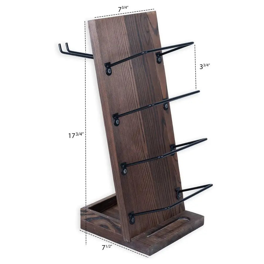XMSJ Rueda Tabletop Wine Rack For Four Bottles And Stemware Cork Storage