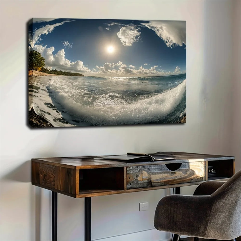 Coast Decorative Canvas Art Serene Waves Beneath Blue Sky