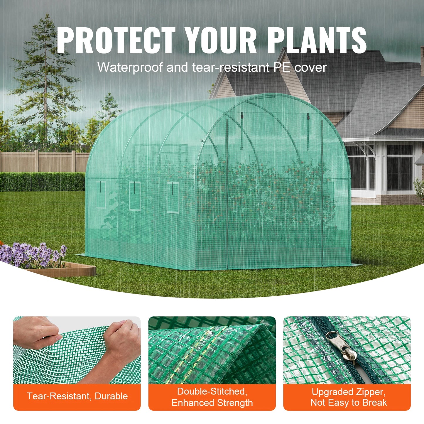 SucceBuy Walk-In Tunnel Greenhouse With Steel Frame And PE Cover