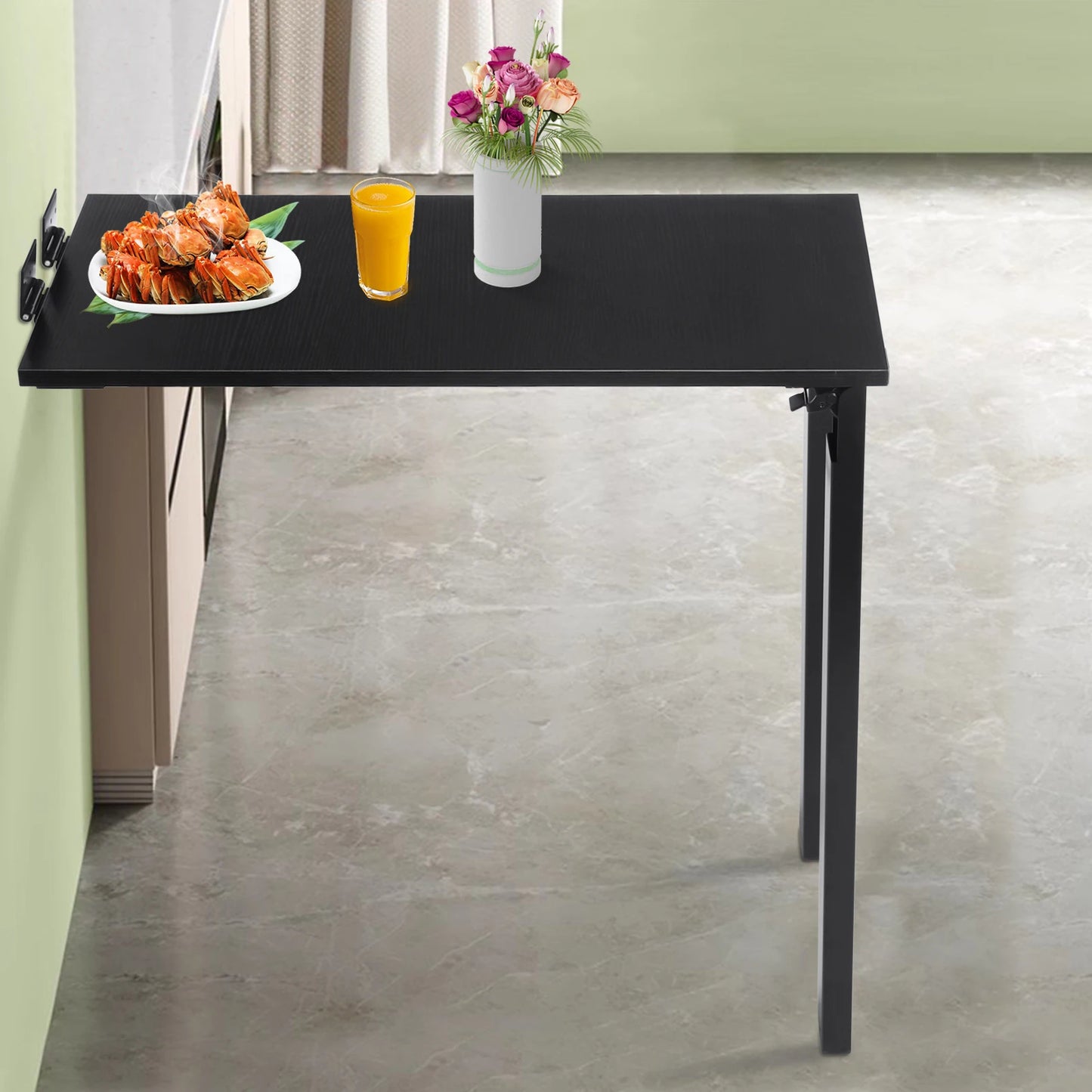 Modern L Shaped Wall Mounted Folding Dining Table Solid Wood
