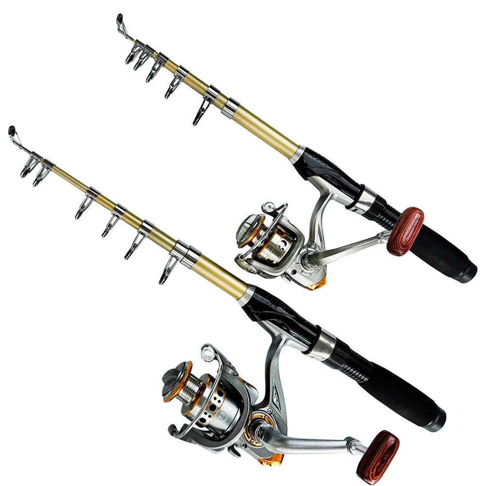 Portable Telescopic Fishing Rod Kit 1.5-2.1m Spinning Fishing Reel With Fish Line Hook Fishing Tackle