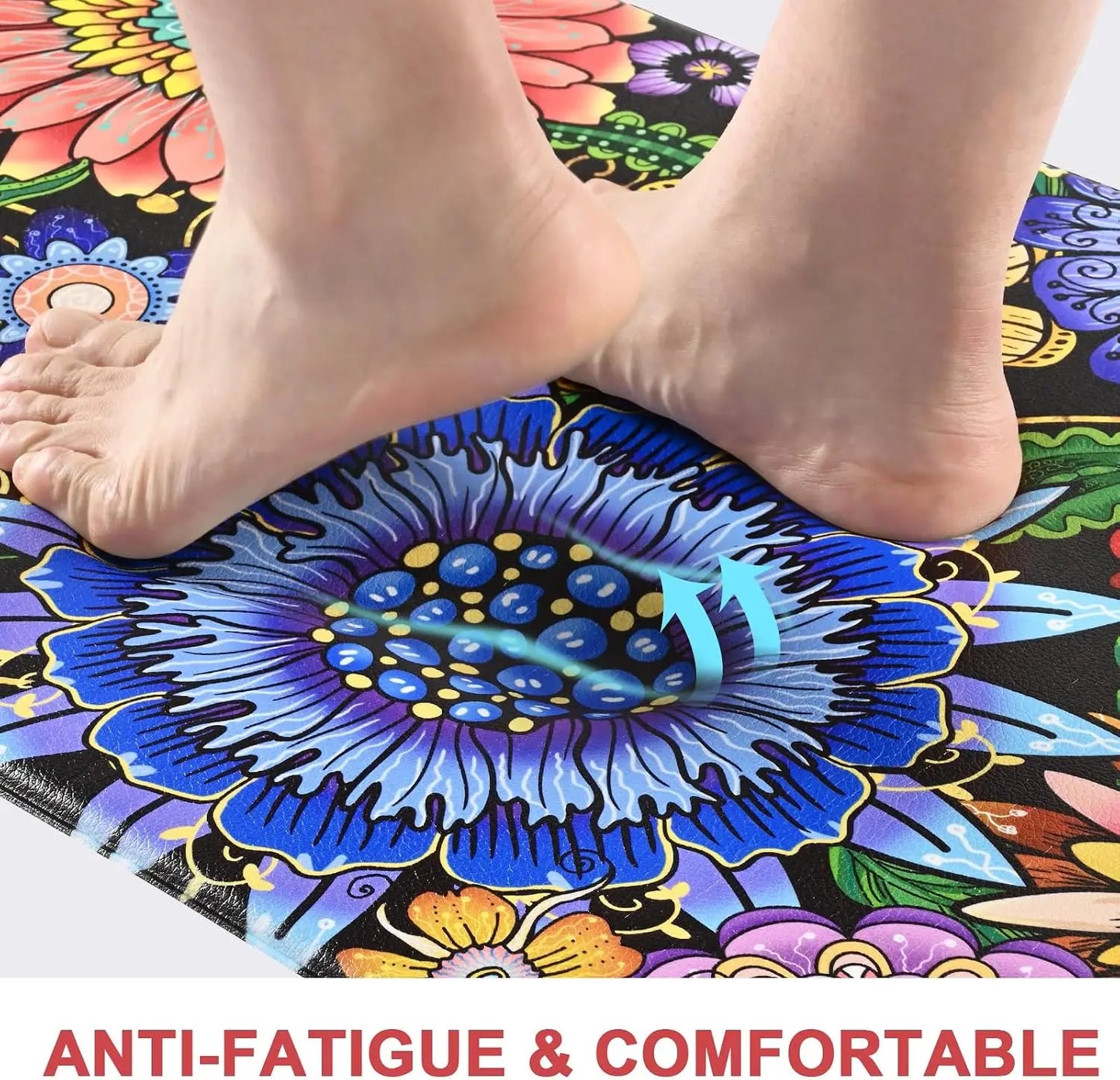 Floral Anti Fatigue Kitchen Mat Memory Foam Non Slip