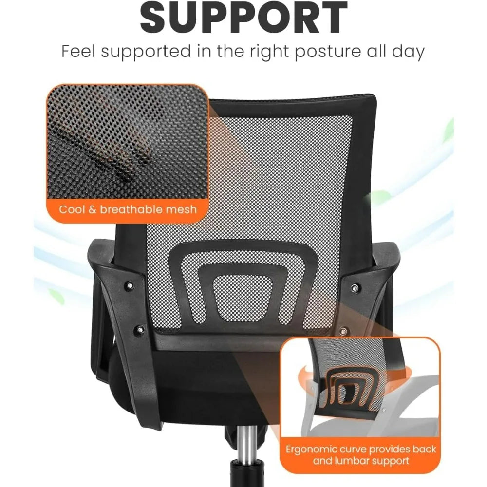 Mesh Gaming Office Chair With Lumbar Support And Adjustable Height