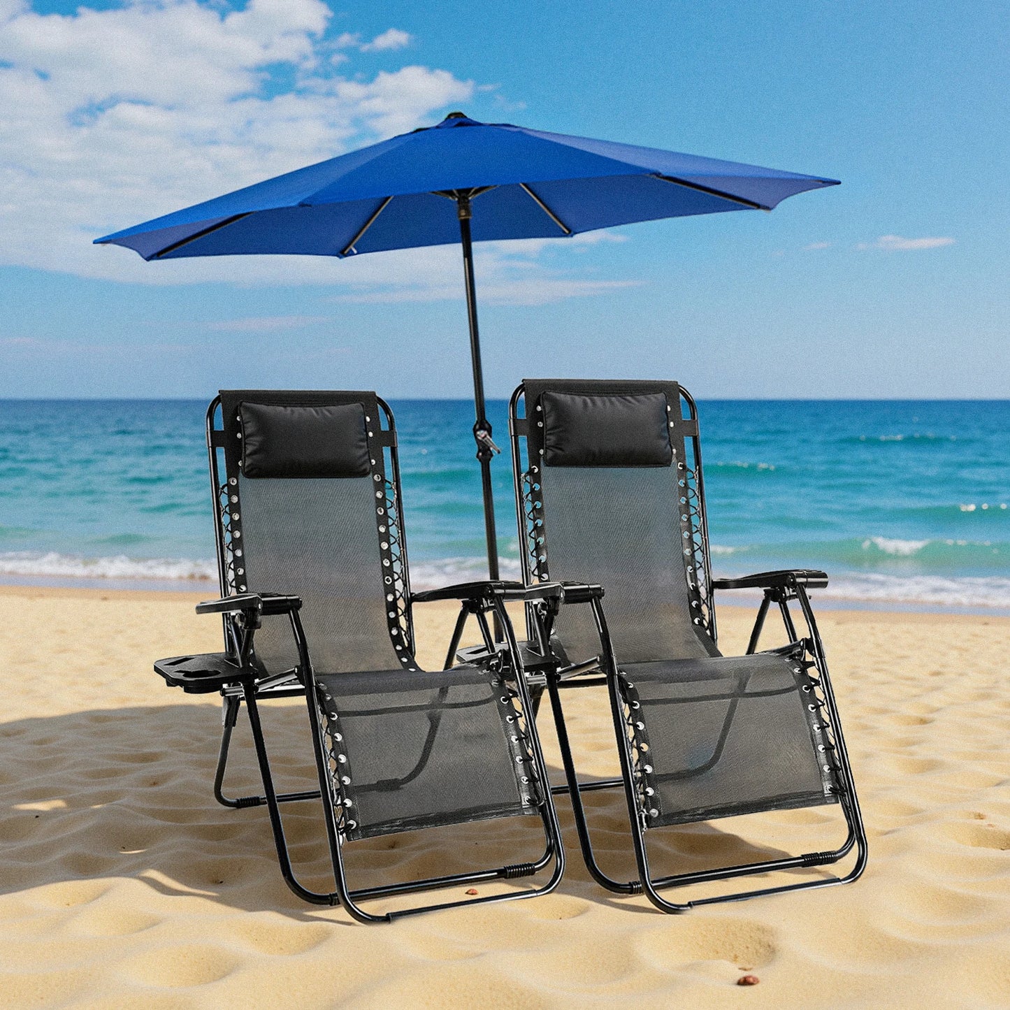 JHK Zero Gravity Lounge Chair With Cup Holder Tray