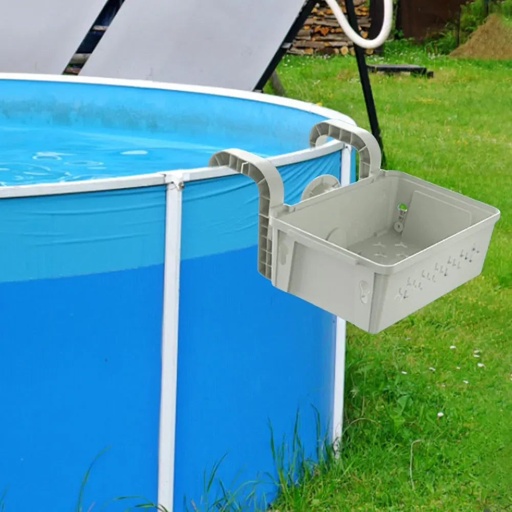 Pool Storage Basket with Cup Holders All-Around Organizer Swimming Pool Hanging Storage Basket Above Ground Pool Accessories