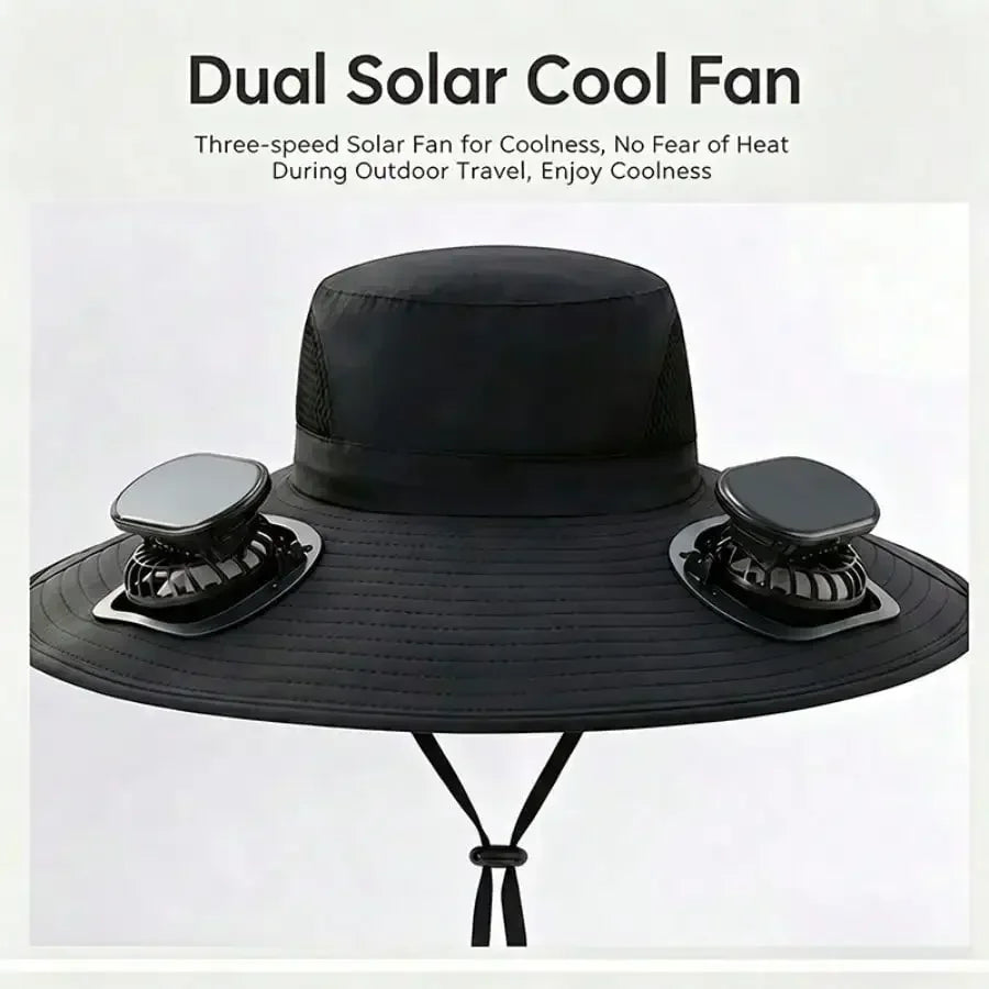 Solar Fan Cap With USB And UV Protection 180 Degree