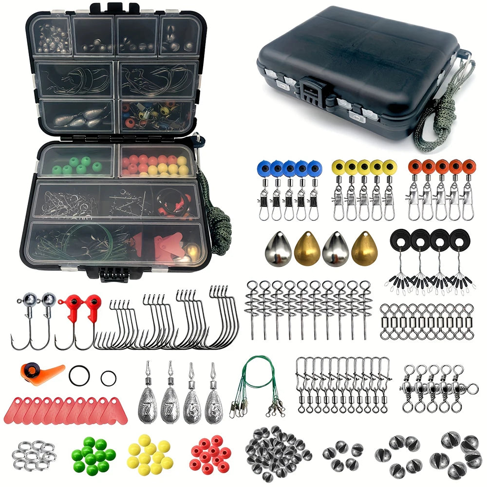 All-In-One Fishing Tackle Kit With 187 Pieces And Premium Hooks