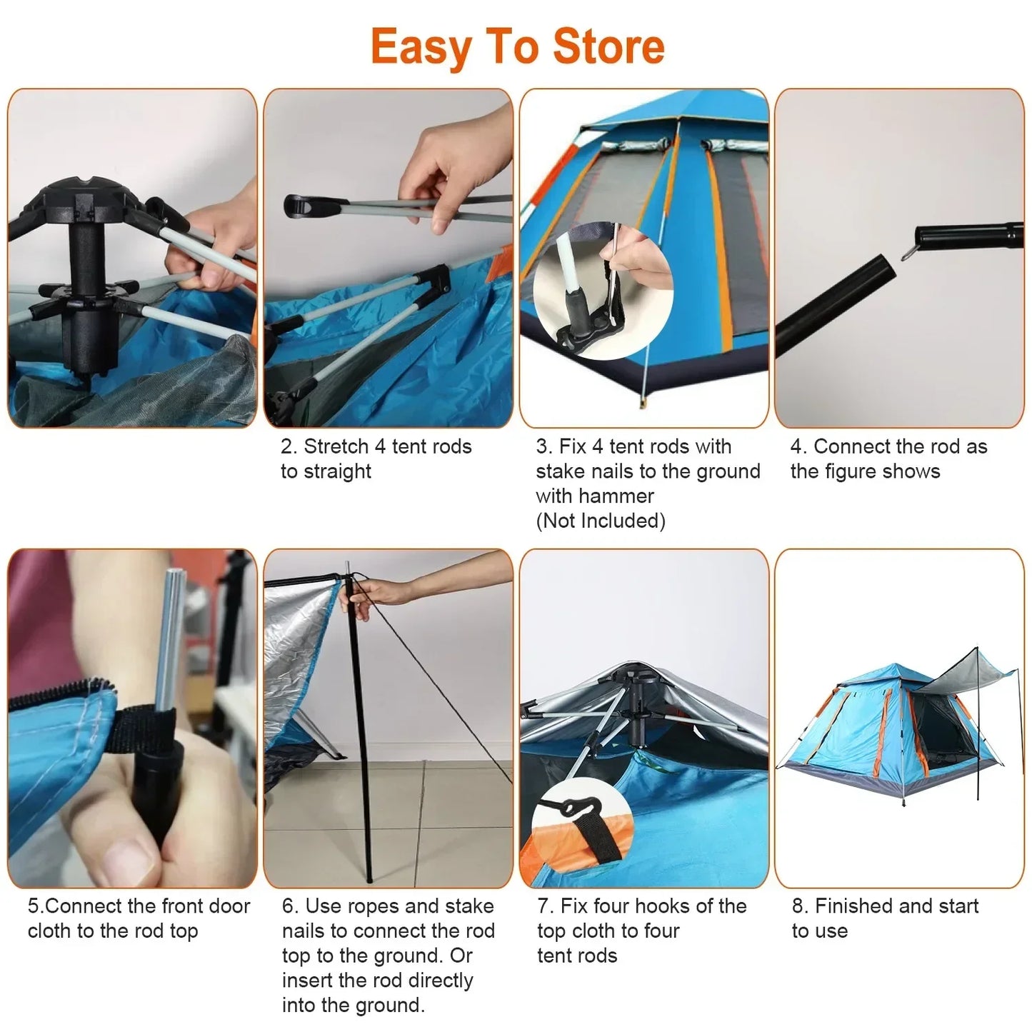 Automatic Sun Protection Hexagonal Beach Tent Waterproof For Family