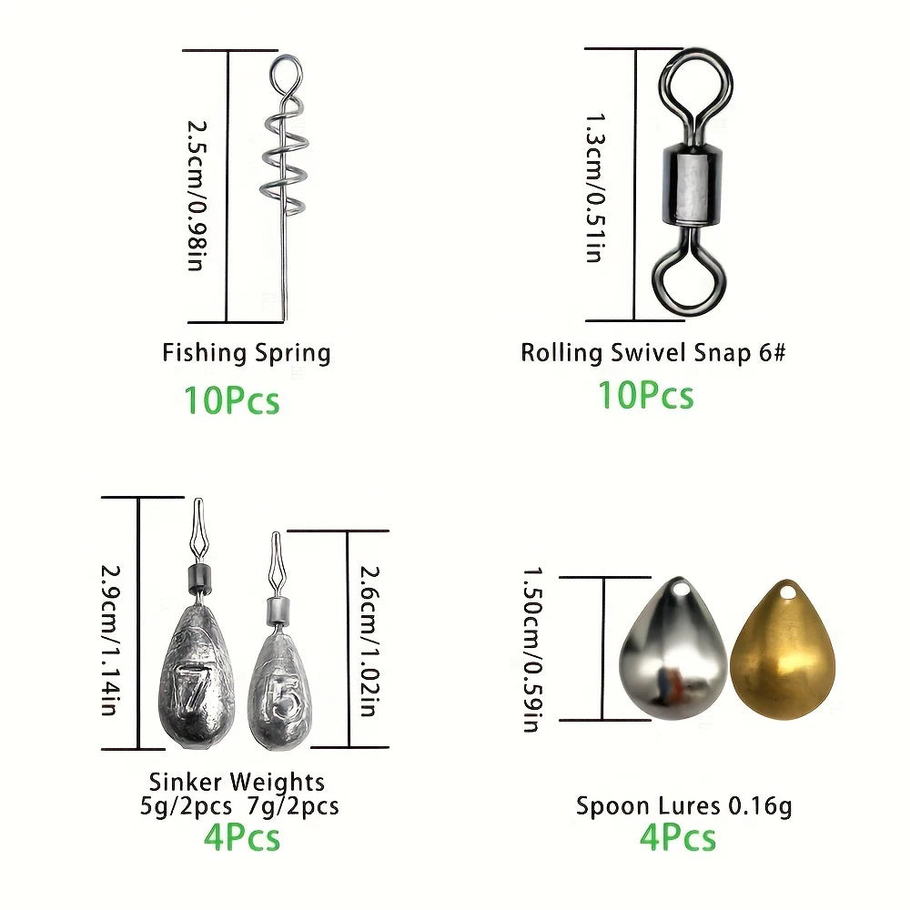 All-In-One Fishing Tackle Kit With 187 Pieces And Premium Hooks