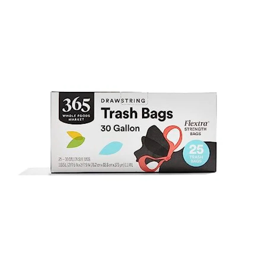 Heavy-Duty Drawstring Trash Bags Flextra Strength For Home And Kitchen