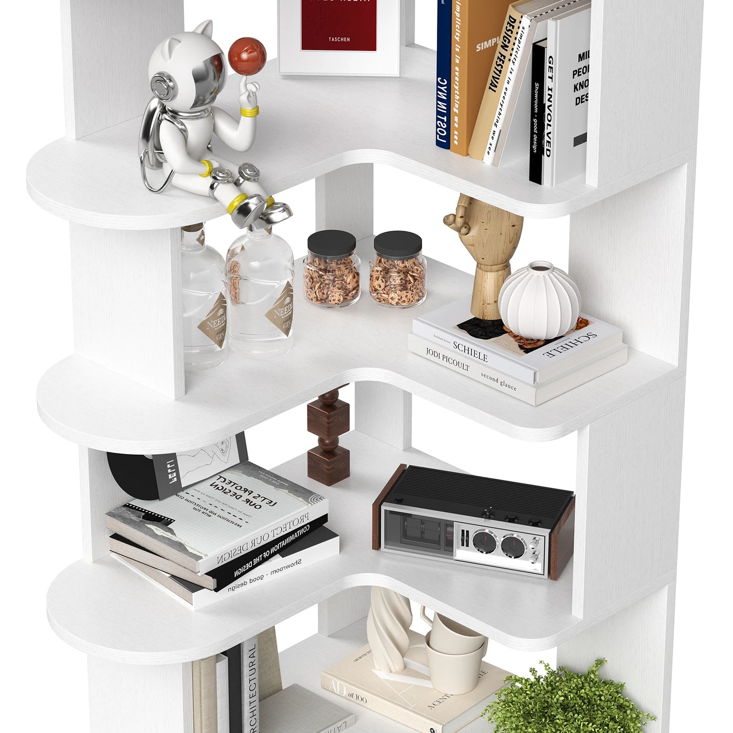 Farini 5-Tier Corner Bookshelf L-Shaped Freestanding Bookcase