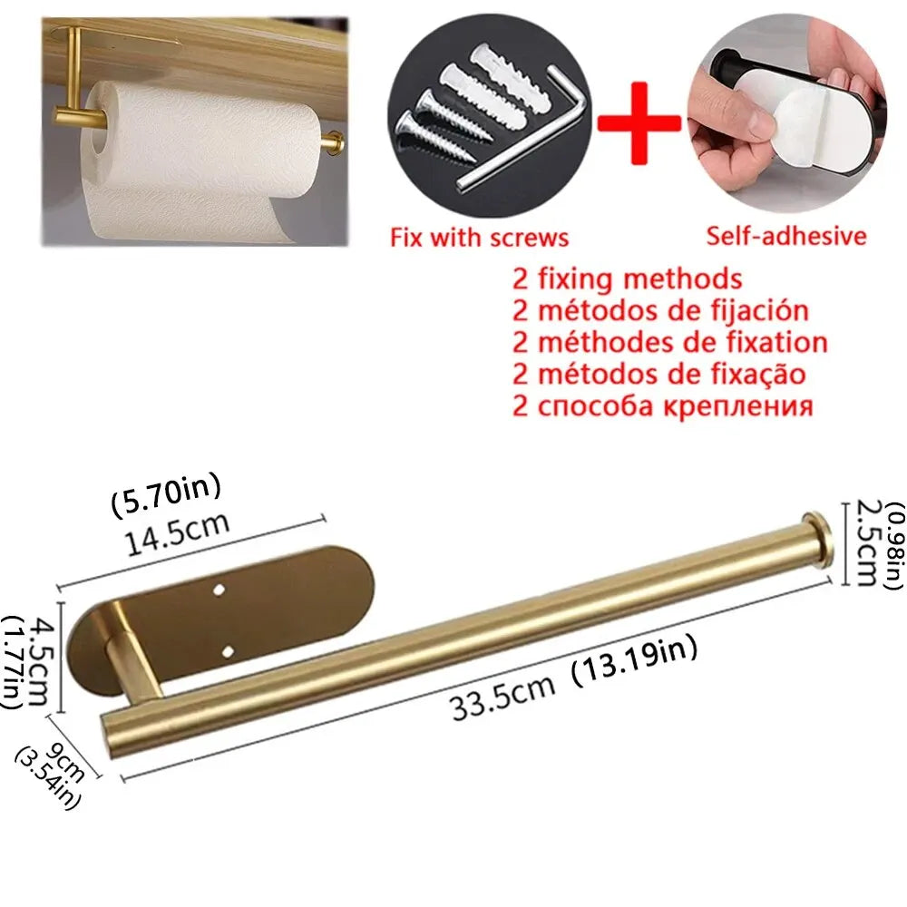 Stainless Steel Paper Roll Holder Adhesive Wall Mount Dispenser