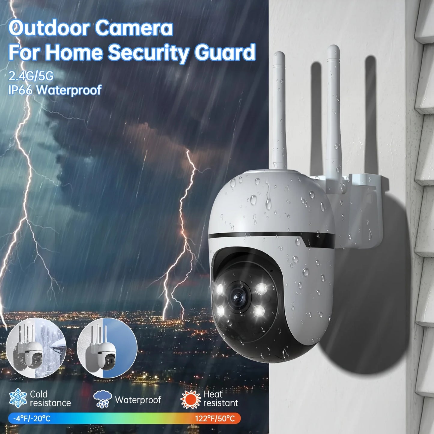 WESECUU Outdoor Security Camera 360 Degree Auto Tracking 4MP WiFi
