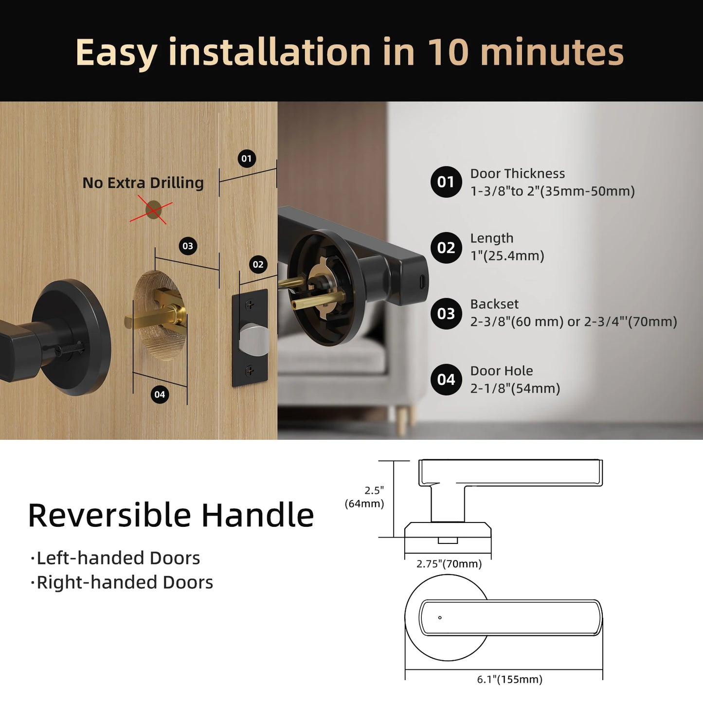 Viladepot Smart Lock Fingerprint Door Lock With App Control Passcode