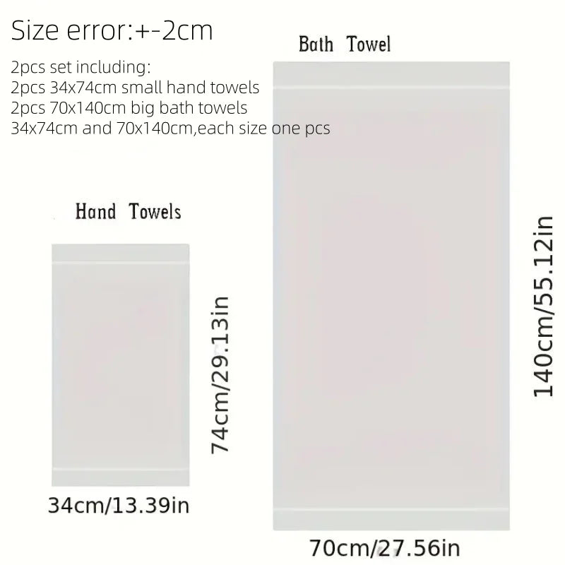 Cotton Towels 2 Pieces Quick Dry Embroidered Hotel Towels