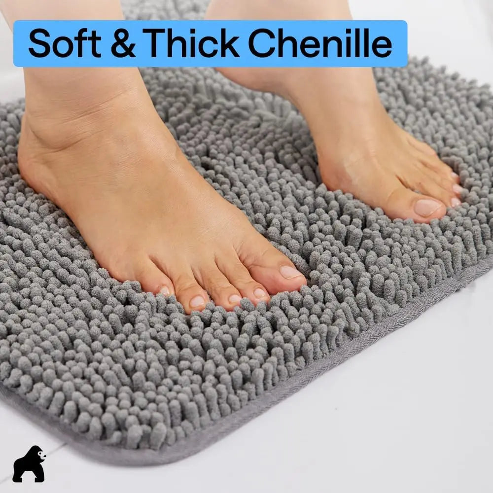 Chenille Bath Rug Non Slip Backing Quick Dry Microfiber Mat