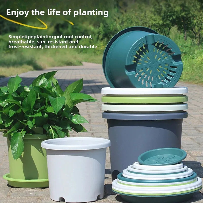 Flower Pot With Tray For Garden Balcony Plants