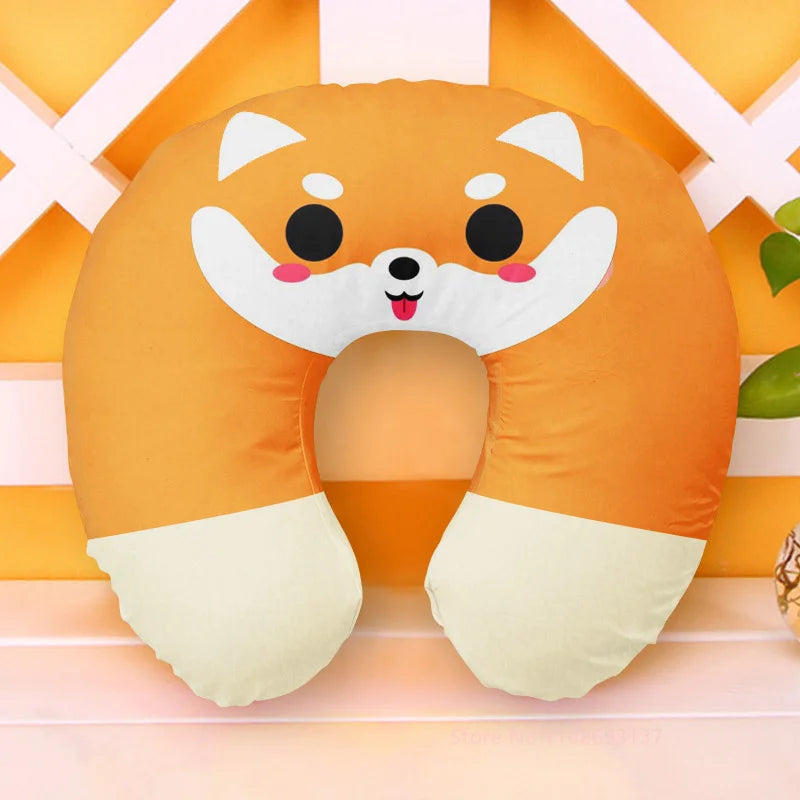 Cute Cartoon Travel Neck Pillow U-Shaped Panda Rainbow Cloud Fruit Inflatable Cushion For Kids Adults Family Friends