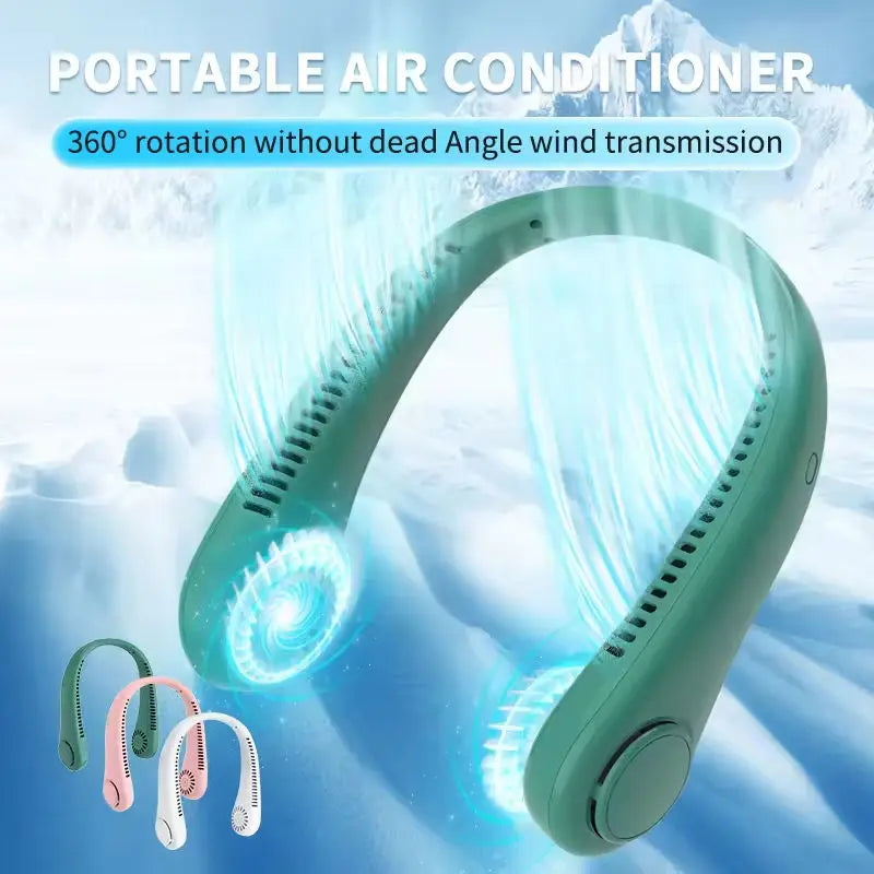Portable Bladeless Neck Fan 800mAh Rechargeable Wearable Outdoor Fan