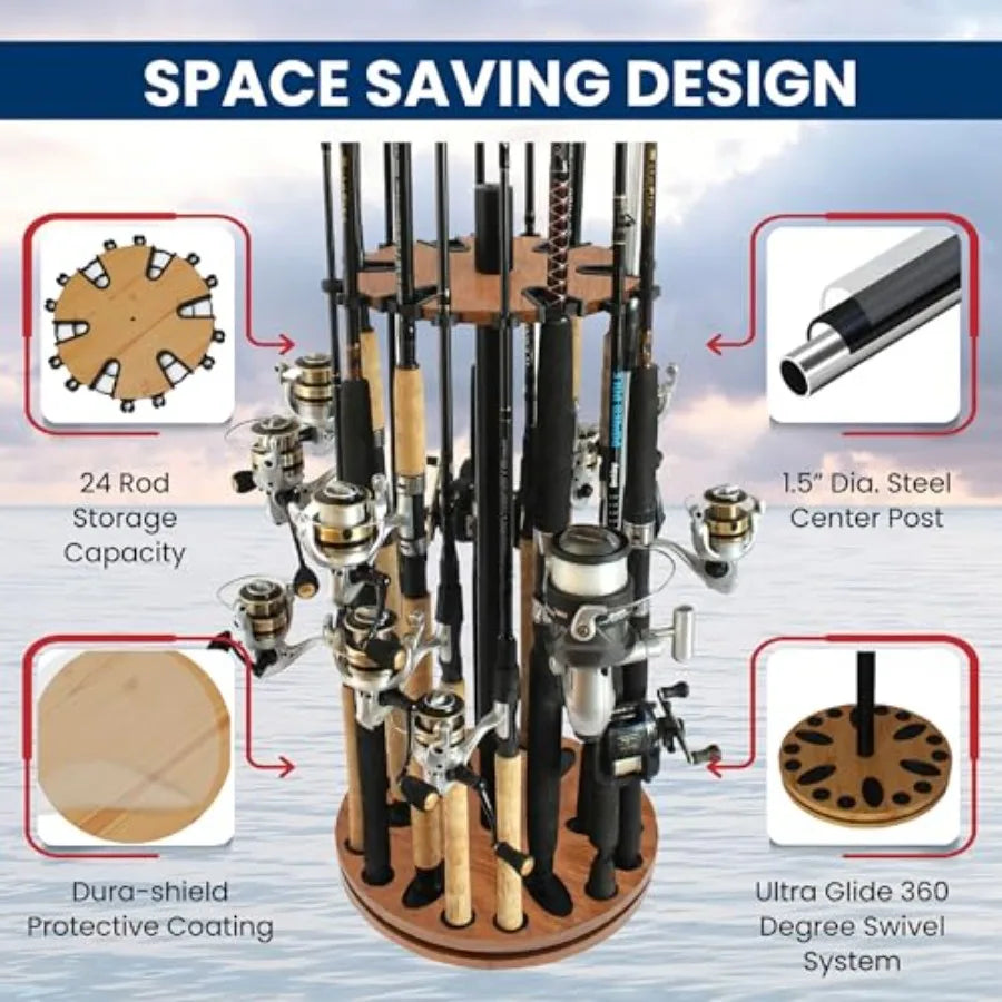 Fishing Rod Holder 360 Spinning Rack For Garage Organization