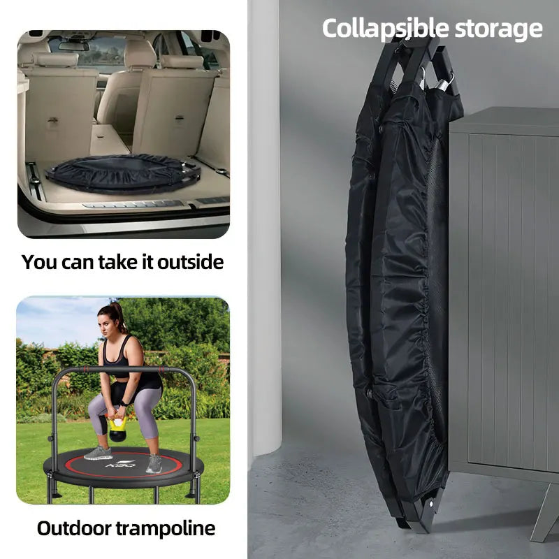 Foldable Indoor Outdoor Fitness Trampoline With Adjustable Handles 661lbs