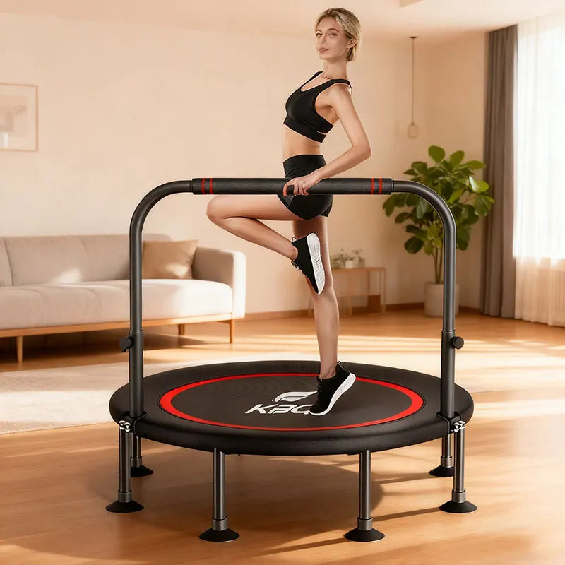 Foldable Indoor Outdoor Fitness Trampoline With Adjustable Handles 661lbs