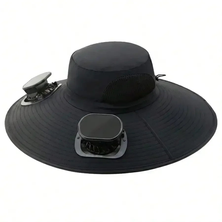 Solar Fan Cap With USB And UV Protection 180 Degree