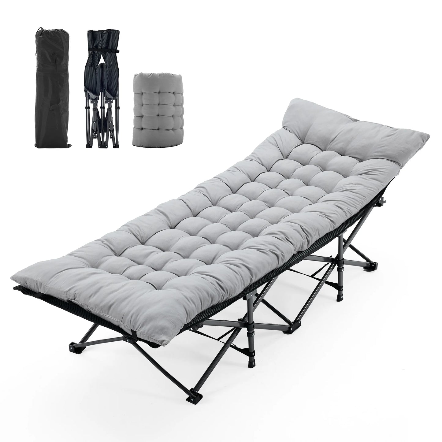 JHK Portable Folding Camping Cot With Storage For Outdoor Use