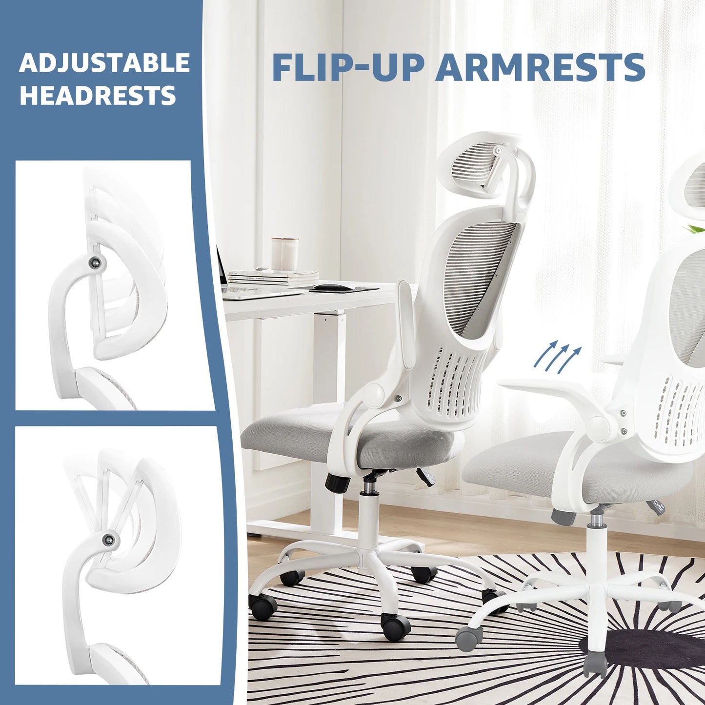 JHK Mesh Ergonomic Office Chair With Adjustable Headrest