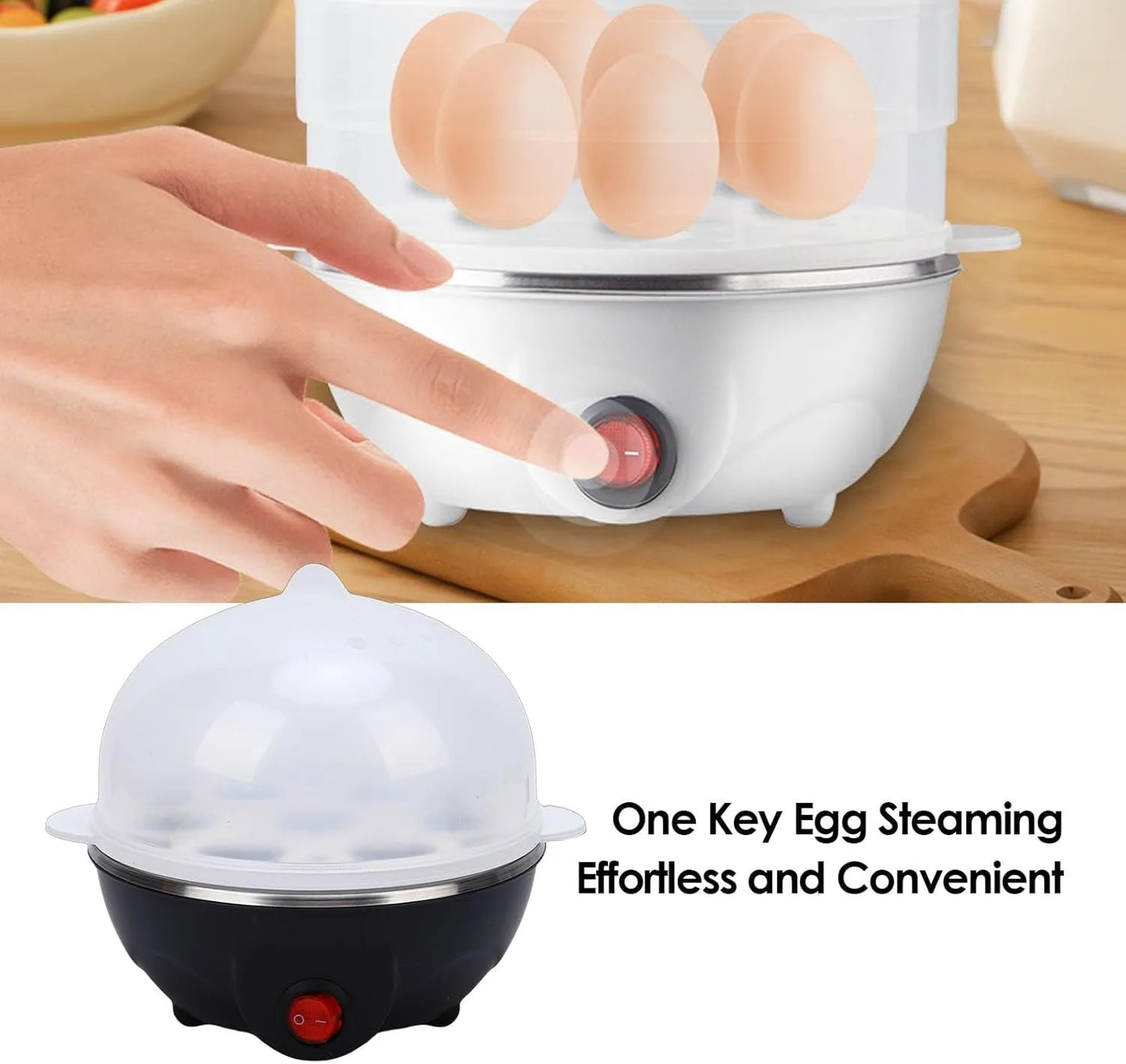 Rapid Electric Egg Boiler 6 Egg Capacity Automatic Egg Cooker Steamer for Breakfast Kitchen
