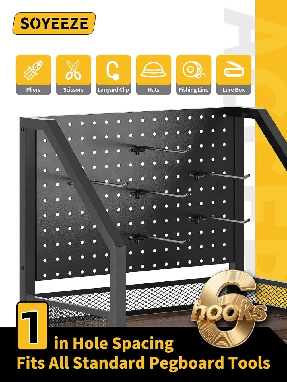 Garage Fishing Rod Holder Cart With Pegboard Holds 12 Rods