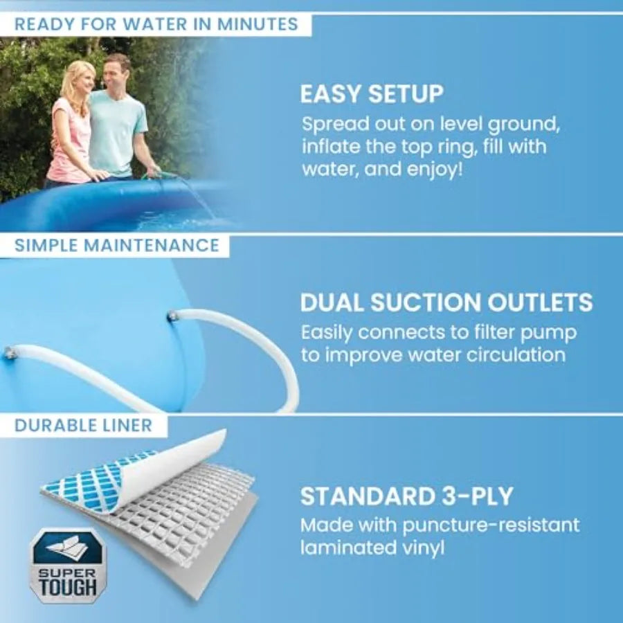 Pool Set 2587 Gallon PVC Inflatable With 530 GPH Filter Pump