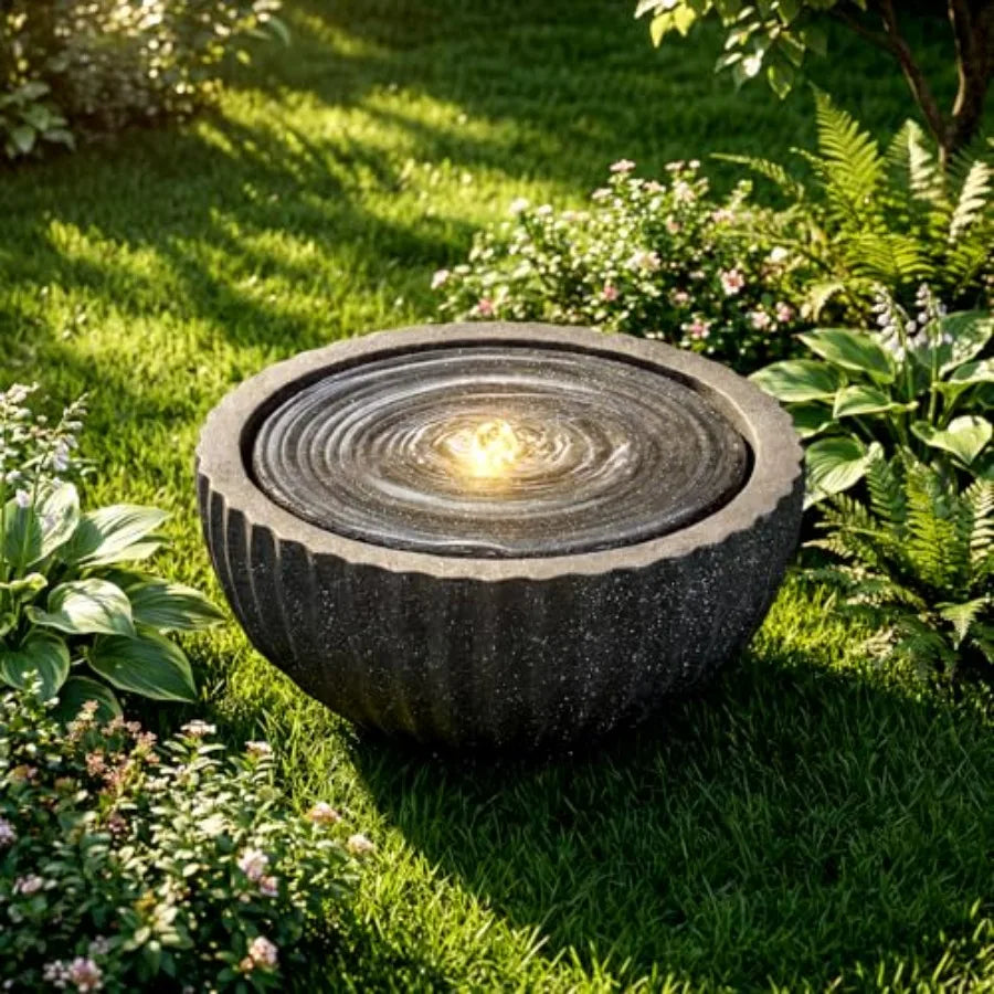 Outdoor Water Fountain With LED Lights And Adjustable Pump