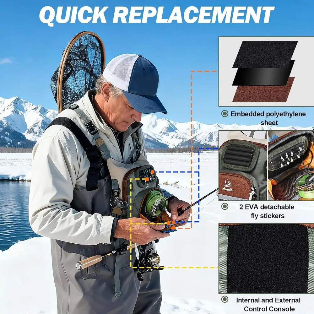 Fishing Chest Bag With Multiple Compartments Versatile Waterproof Tackle Storage