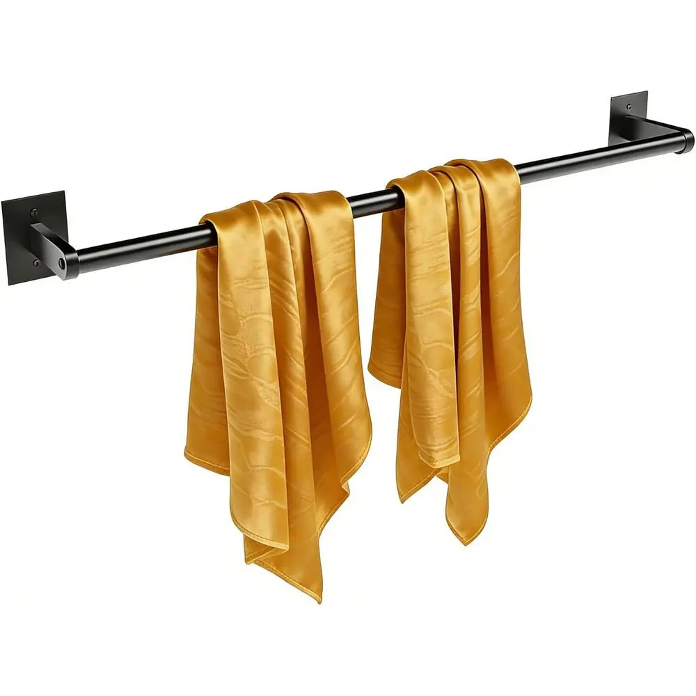 Matte Black Wall Mounted Towel Rack Stainless Steel Modern Bath
