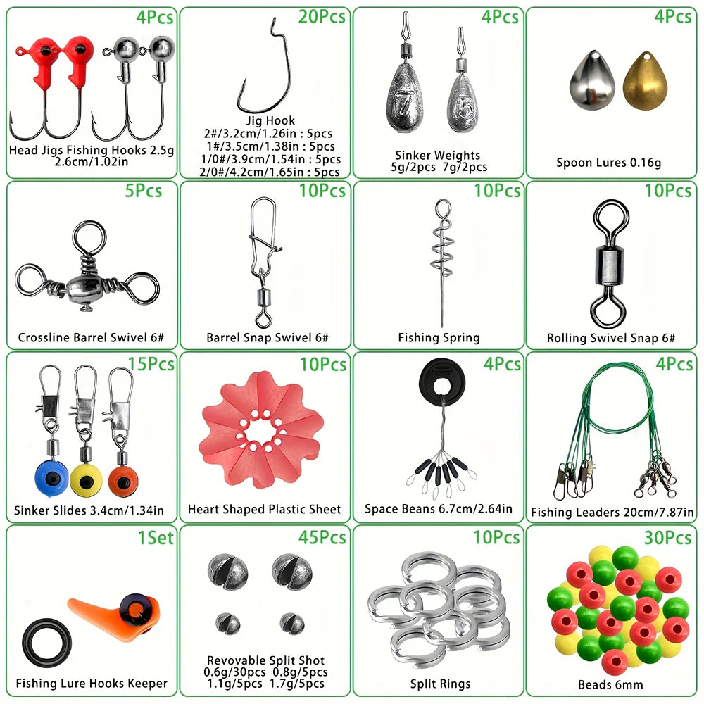 All-In-One Fishing Tackle Kit With 187 Pieces And Premium Hooks