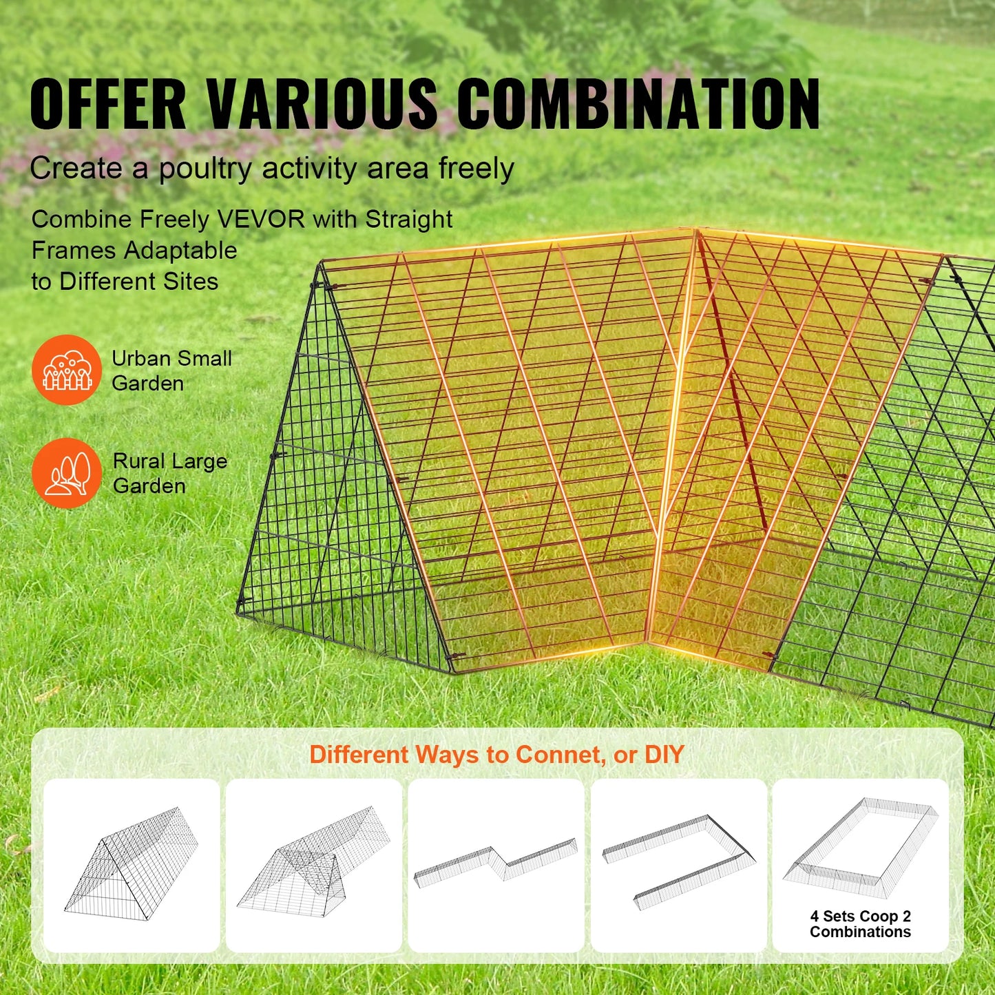 Chicken Tunnels 157.5 x 39.4 x 24.2 in for Yard Portable Chicken, rabbit, bunny, goose, duck, pet,for Outside Corner Frames