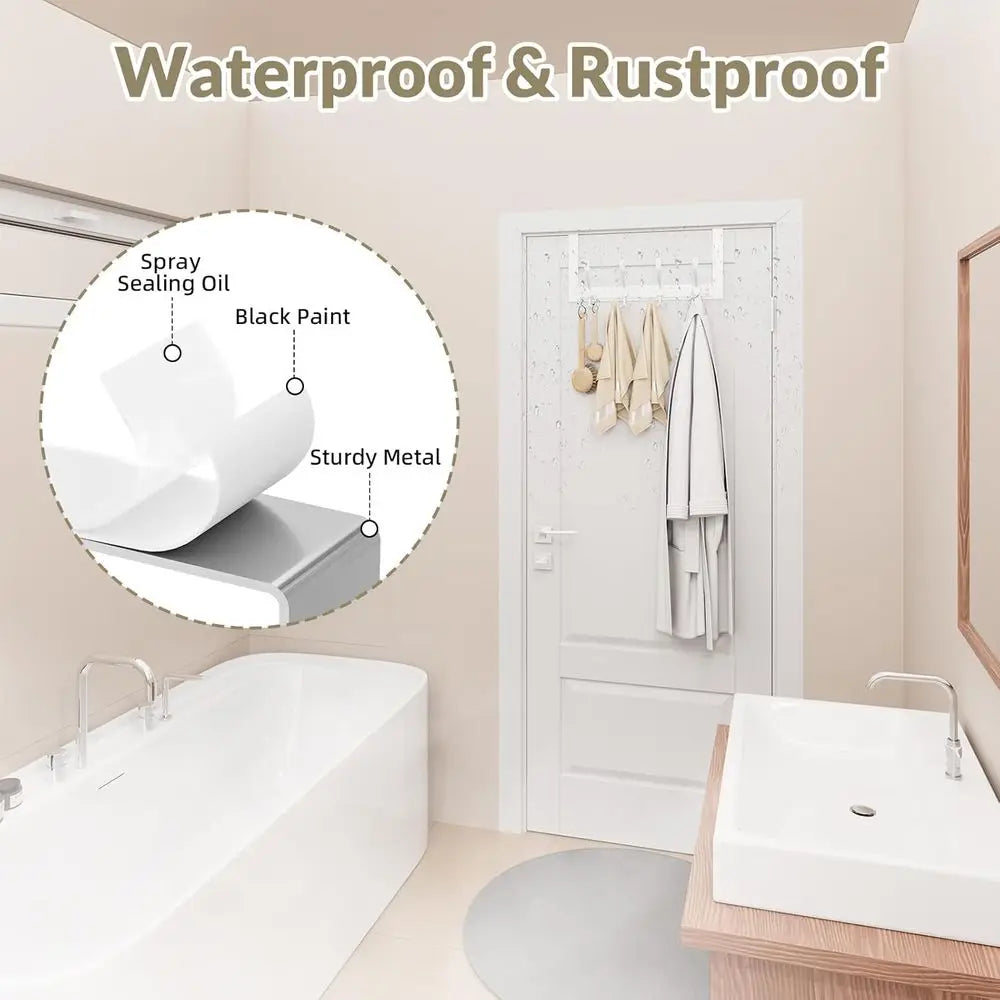 Over-the-Door Towel Rack, 25lb Capacity, Metal Finish