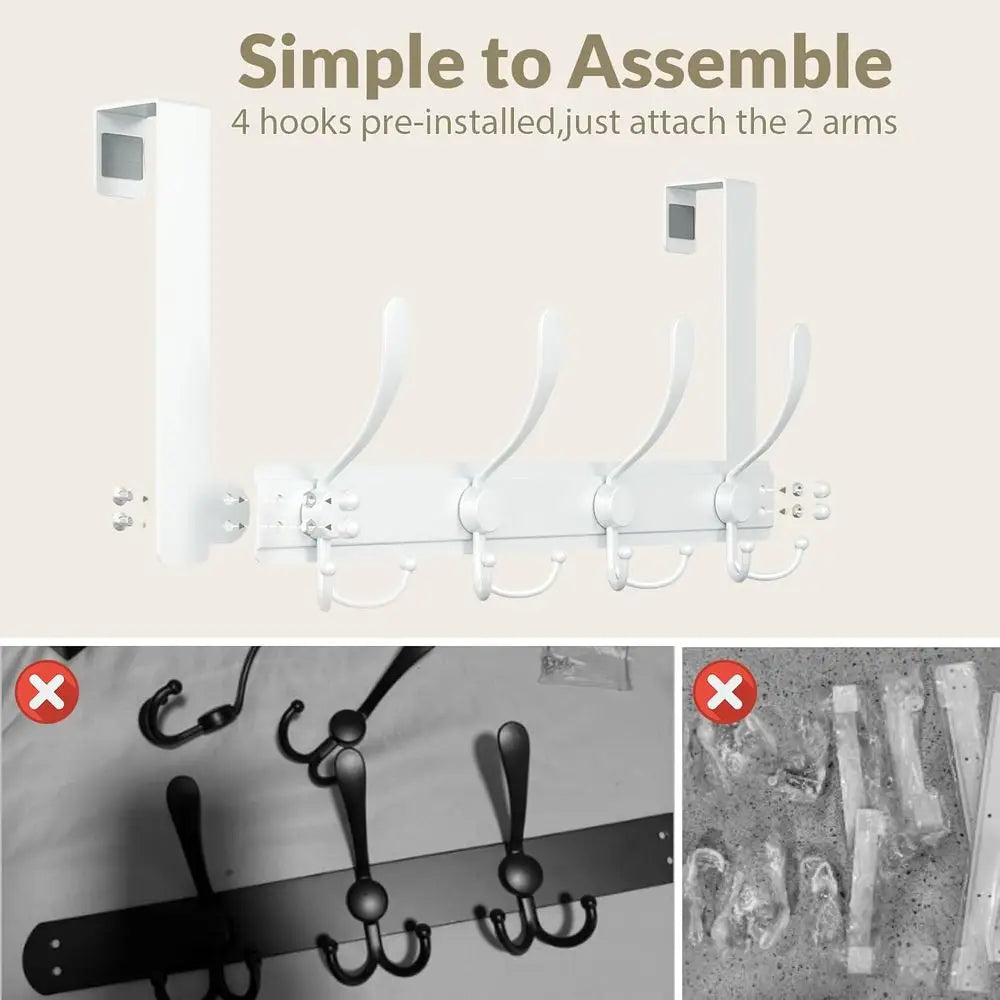 Over-the-Door Towel Rack, 25lb Capacity, Metal Finish