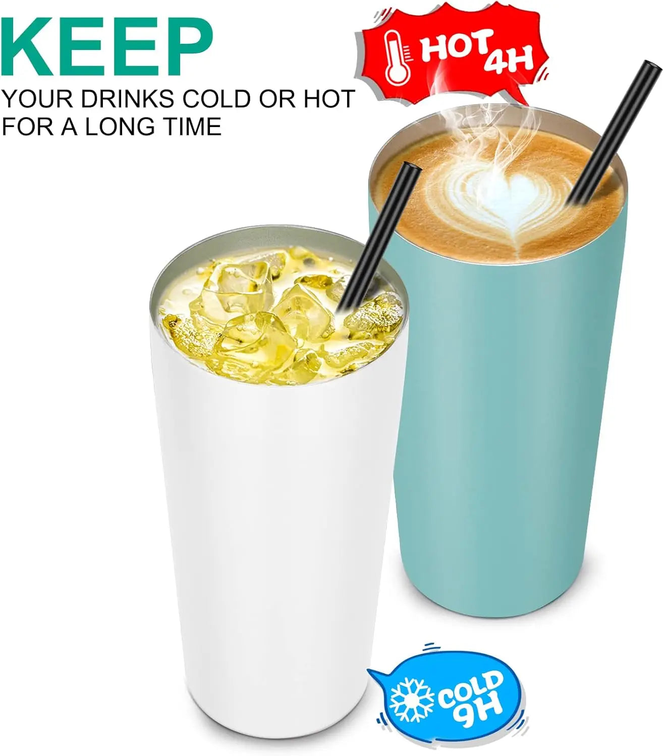 Vacuum Insulated Tumbler With Lid And Straw Stainless Steel Travel Cup