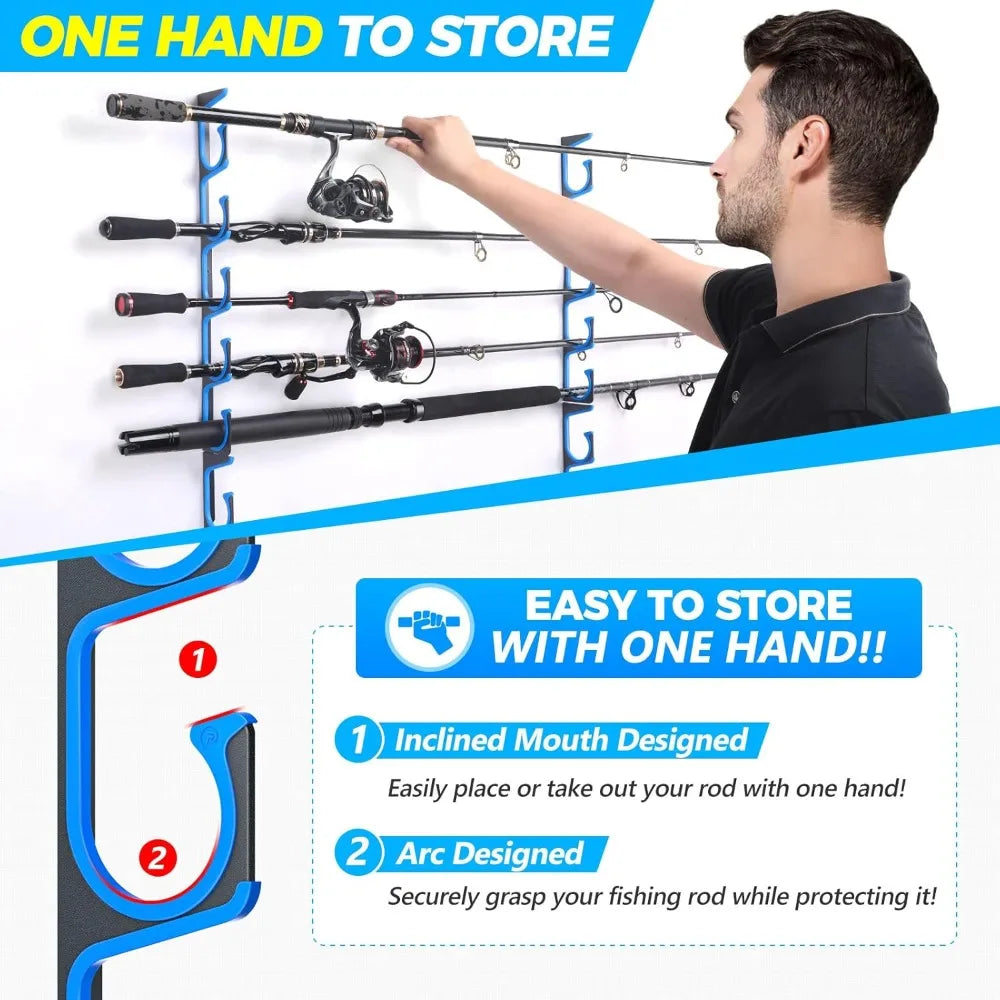 Horizontal Fishing Rod Holder For Garage Wall Ceiling Mount