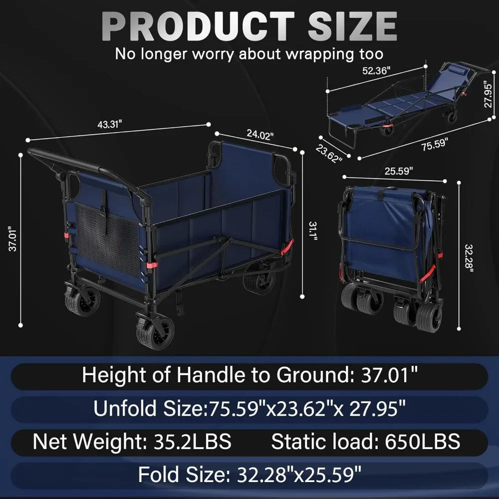 Heavy Duty Folding Wagon Cart With 650lb Capacity All Terrain