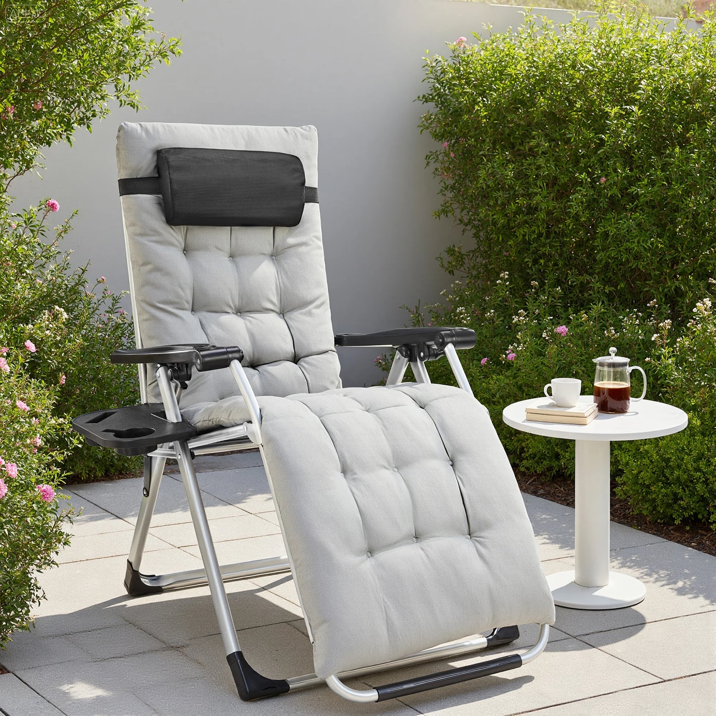 JHK Zero Gravity Lounge Chair With Cup Holder Tray