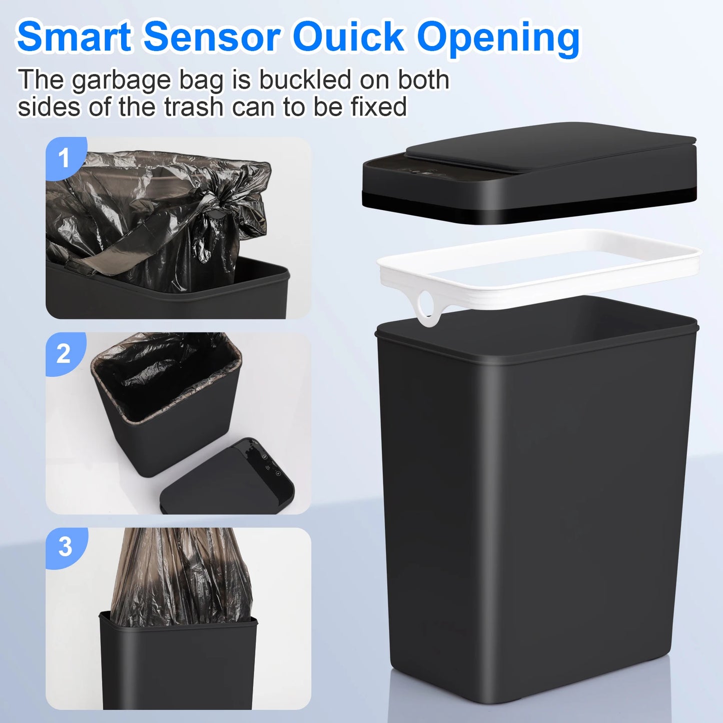 2-Pack Touchless Motion Sensor Trash Cans Slim Design
