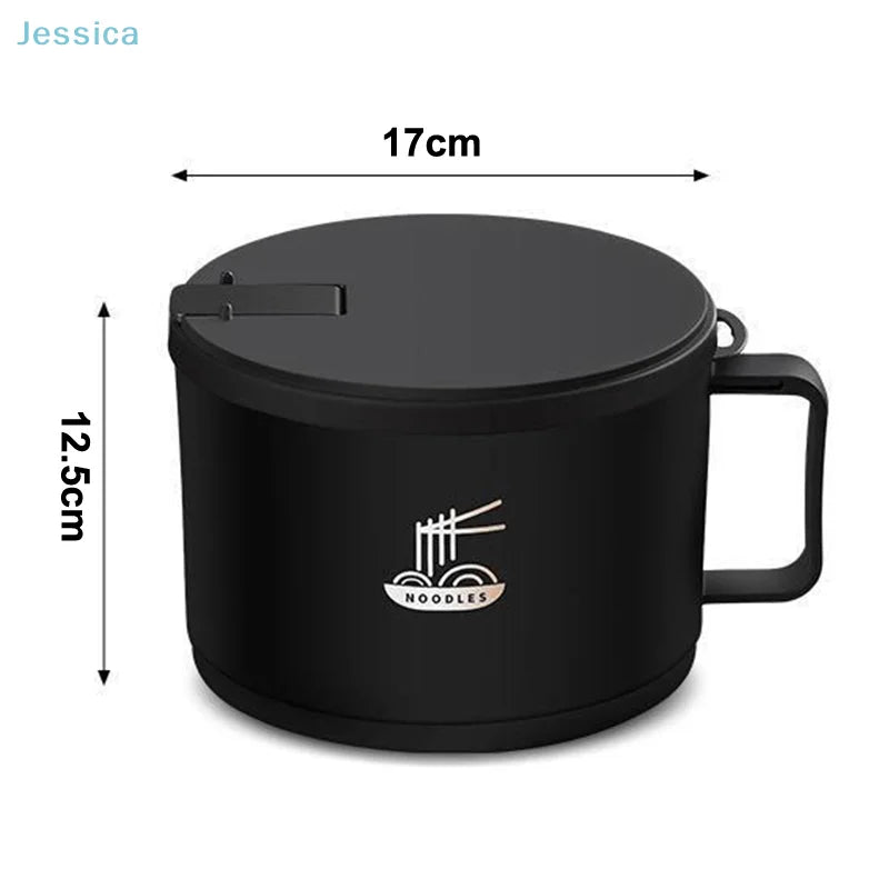 Stainless Steel Instant Noodle Bowl With Lid Double Layer