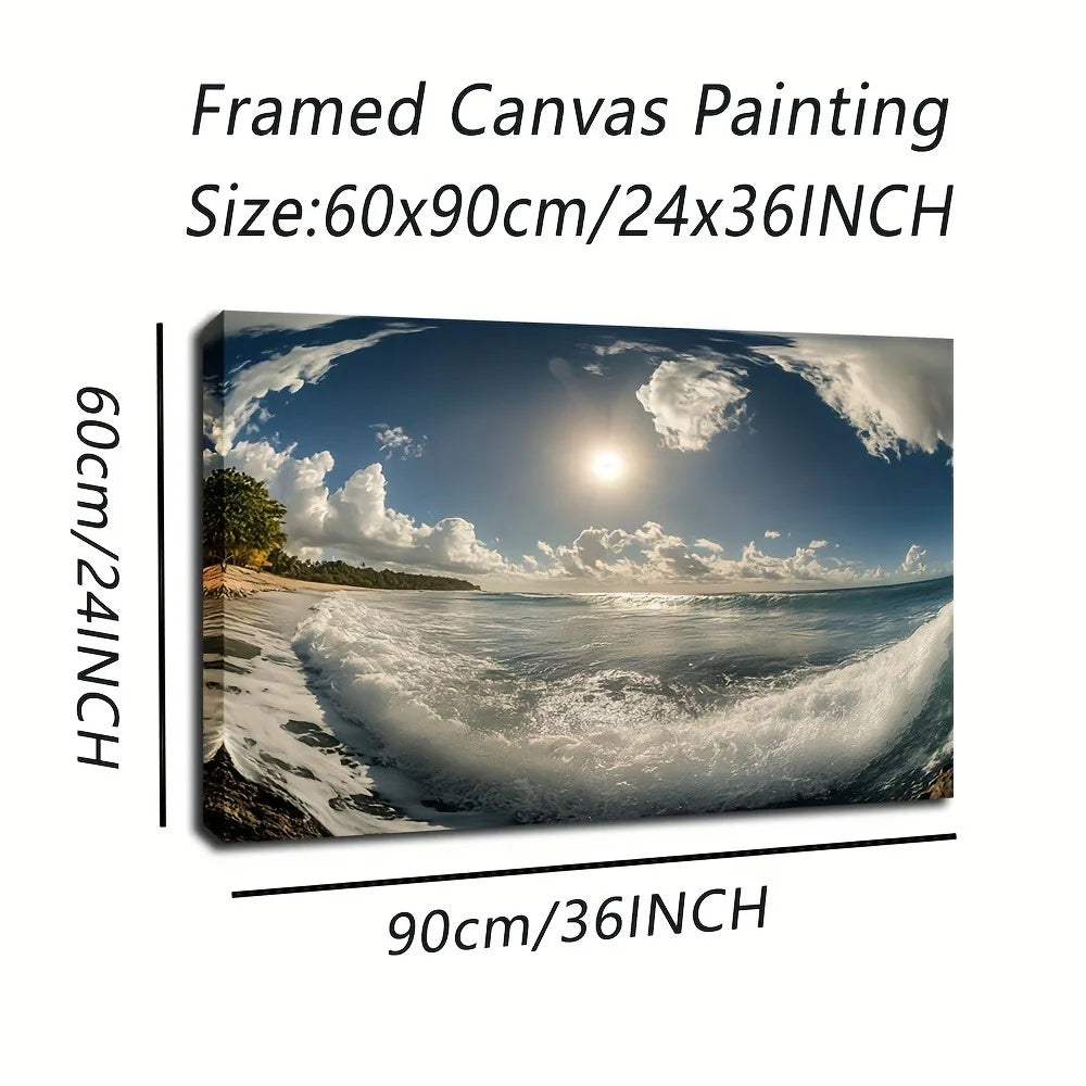 Coast Decorative Canvas Art Serene Waves Beneath Blue Sky
