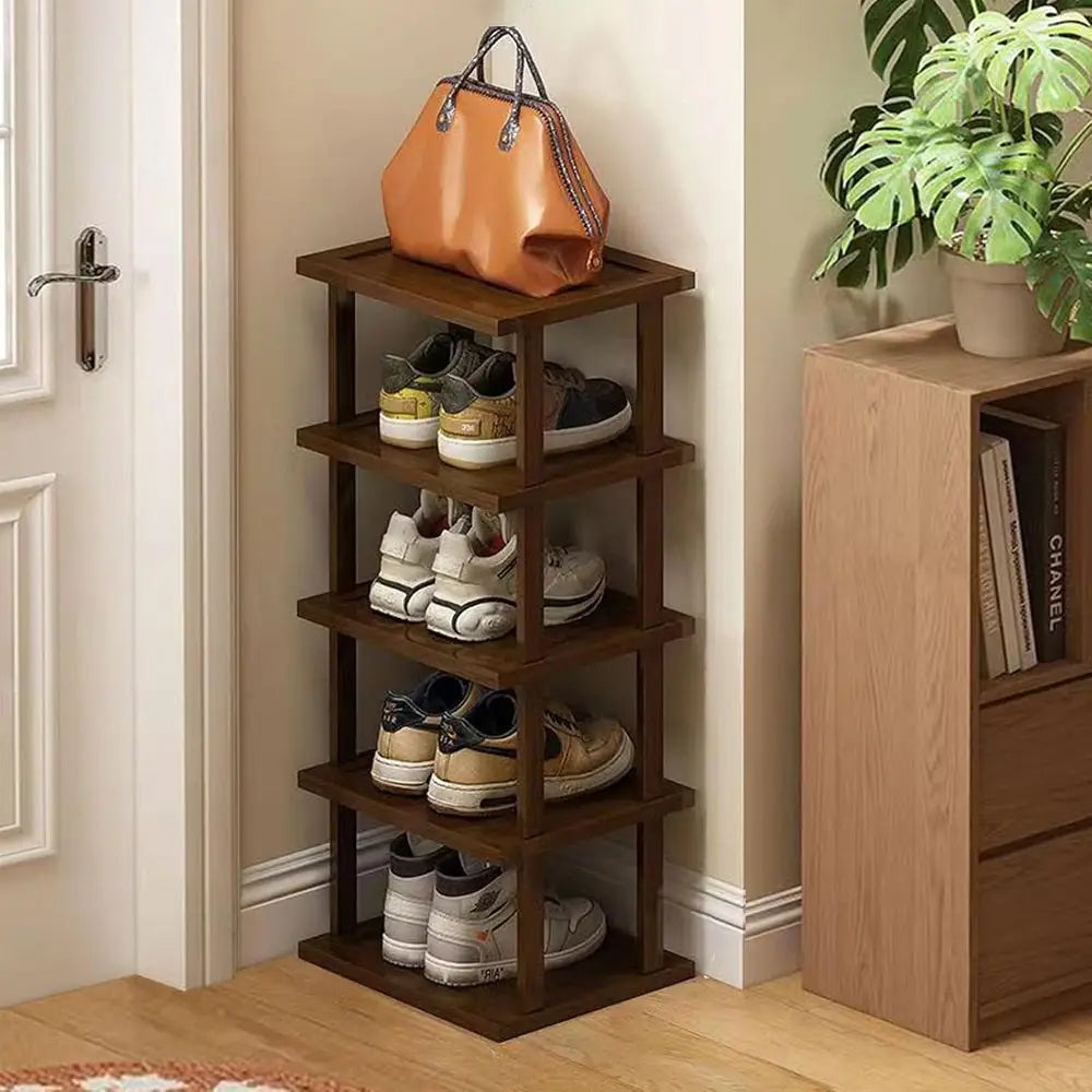 5-Tier Bamboo Shoe Rack Organizer for Small Spaces