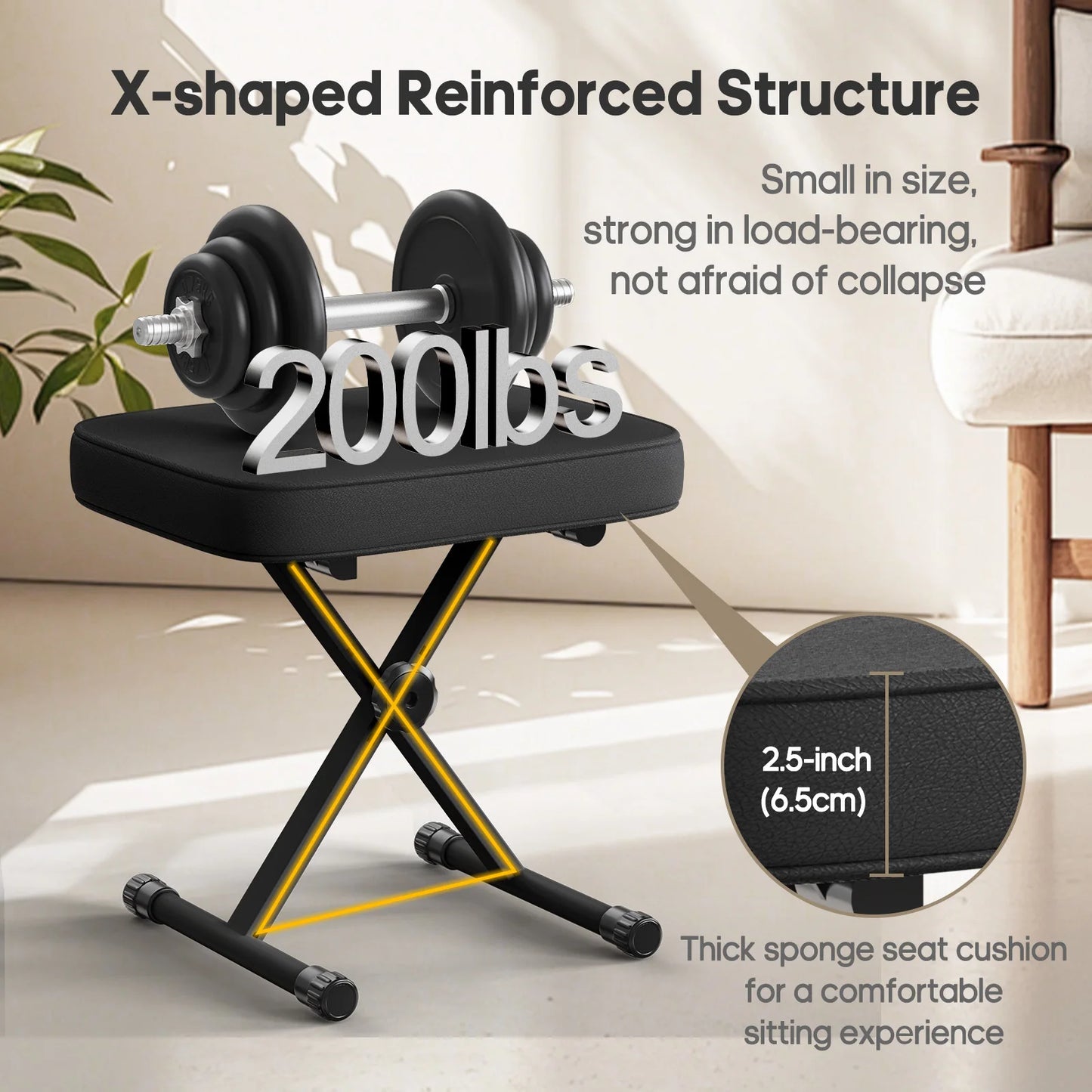 JHK X Shaped Folding Chair With Padded Seat For Living Room And Metal Frame