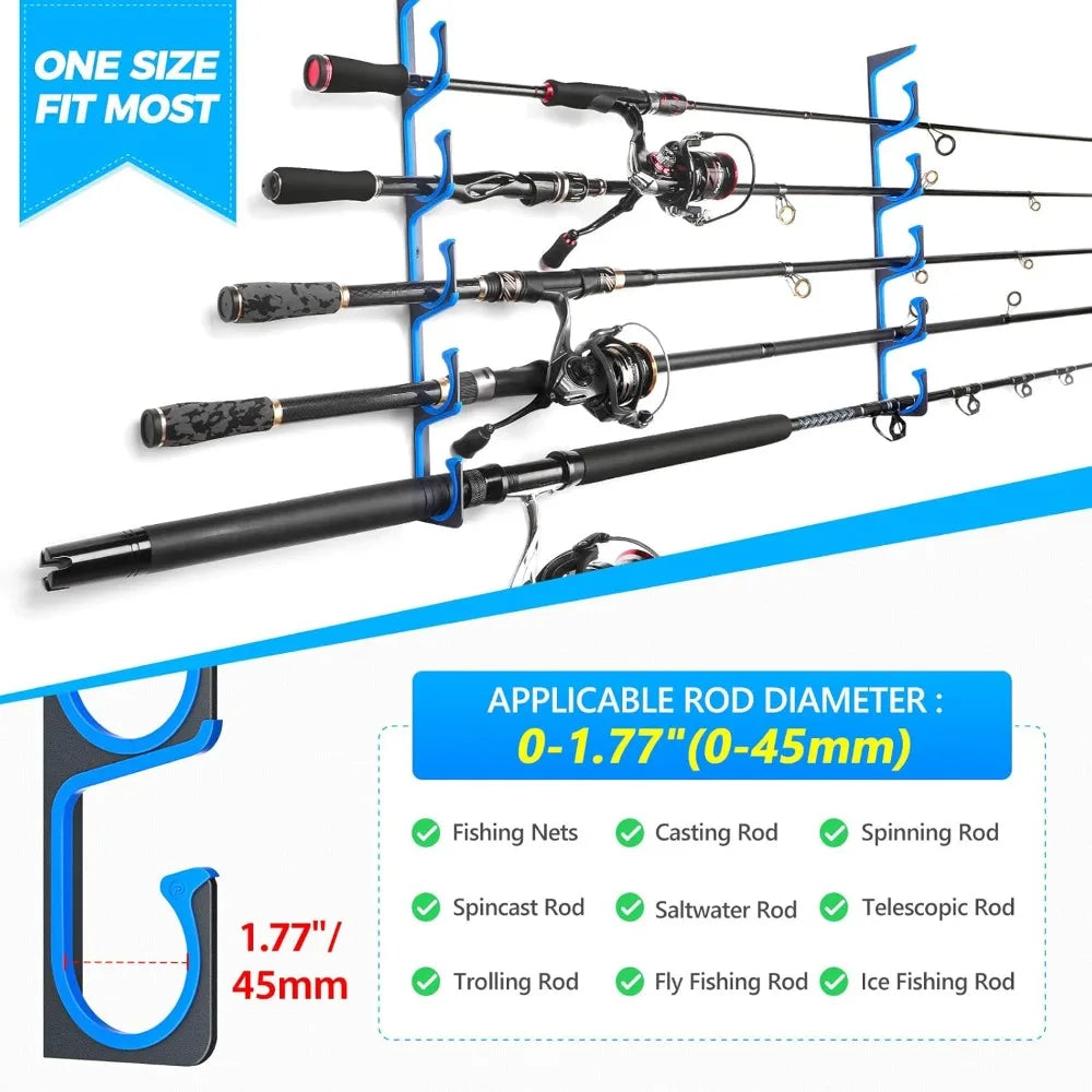 Horizontal Fishing Rod Holder For Garage Wall Ceiling Mount