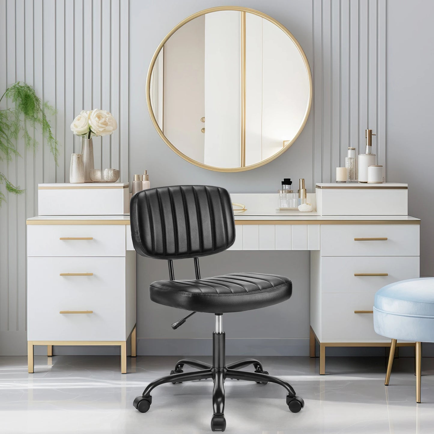 JHK Armless Office Chair With Lumbar Support Height Adjustable